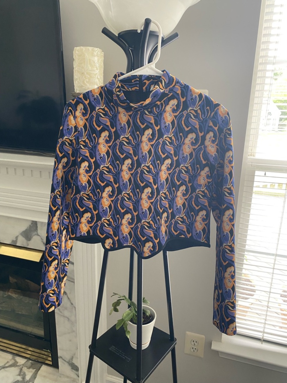NWT Zara Printed High Neck Cropped Top - Size M - Picture 10 of 11